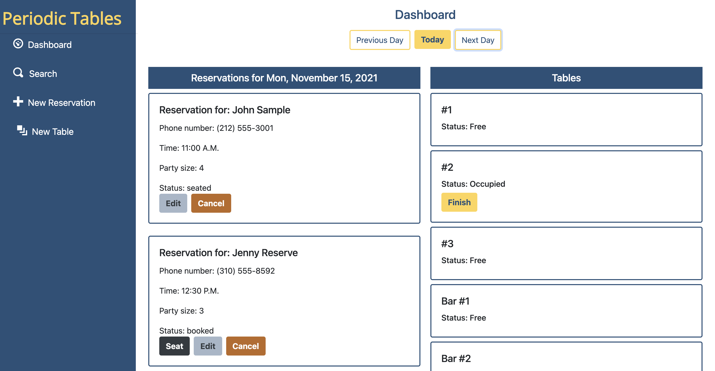 a screenshot of the dashboard page of the website